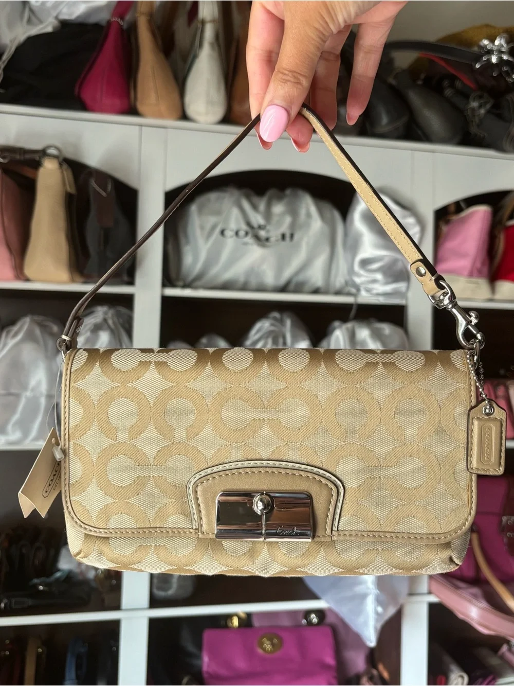 🤎💛Y2K COACH Kristin Op Art Large Wristlet Mini Bag & Wallet